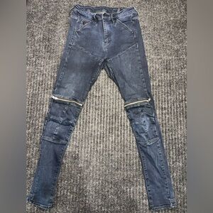 G-Star RAW Moto Zip Knee Skinny Jeans Womens 27x32 Biker Moto Jeans Stretch
